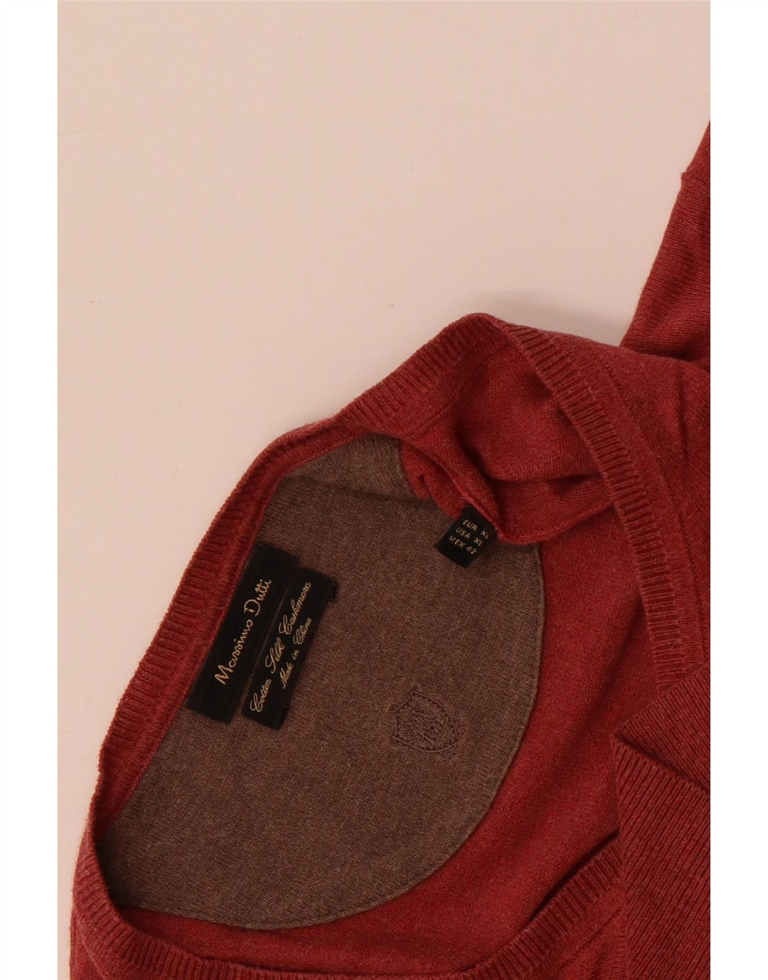 Suéter masculino Massimo Dutti com decote em V XL algodão vermelho