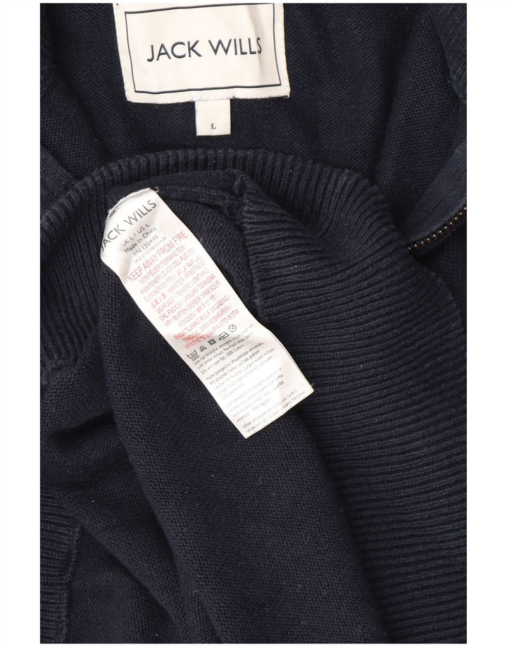 Suéter masculino Jack Wills com zíper e gola grande de algodão azul marinho