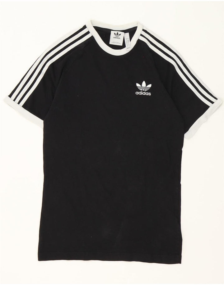 Adidas Mens Camiseta Top Pequeno Algodão Preto