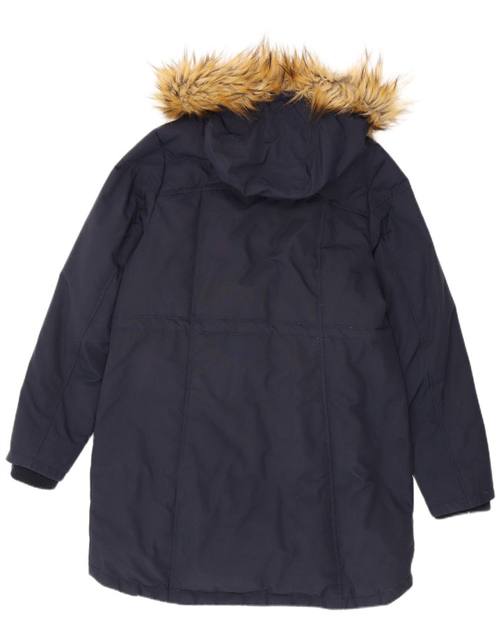 Jaqueta Parka Feminina Fat Face com Capuz Reino Unido 14 Nylon Azul Marinho Médio