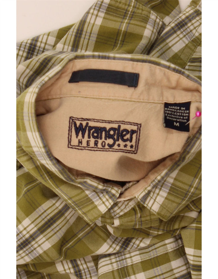Wrangler Camisa masculina de manga curta verde médio algodão xadrez