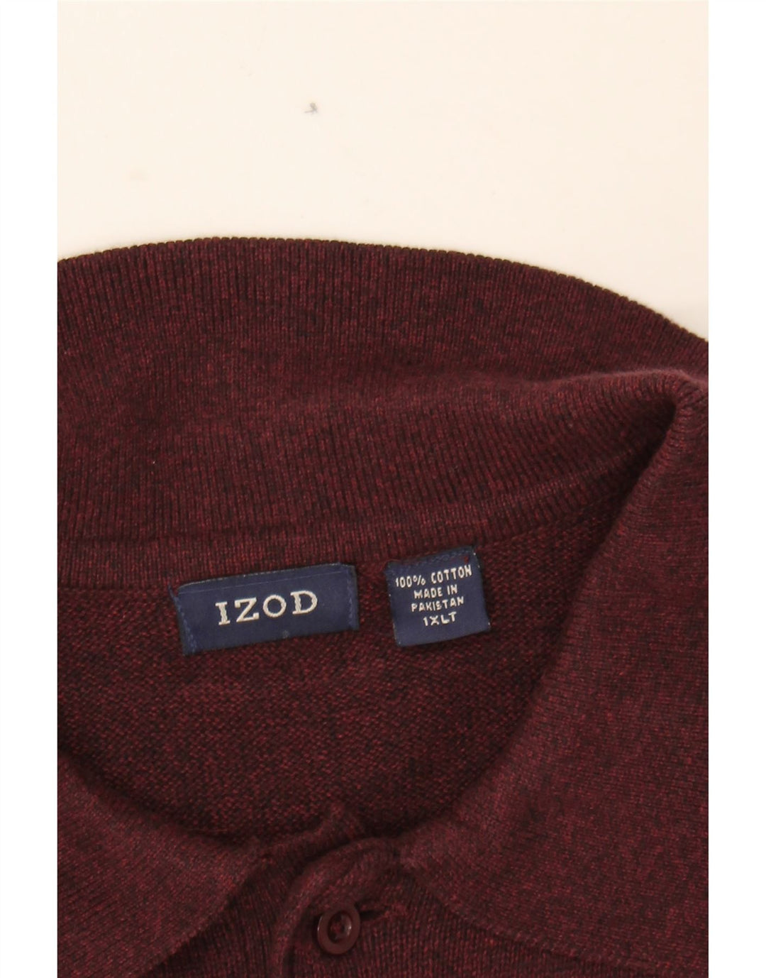 IZOD Mens Polo Neck Jumper Sweater XL Burgundy Striped Cotton Vintage Izod and Second-Hand Izod from Messina Hembry 
