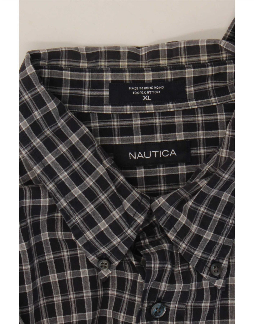 Camisa masculina Nautica XL azul marinho xadrez algodão
