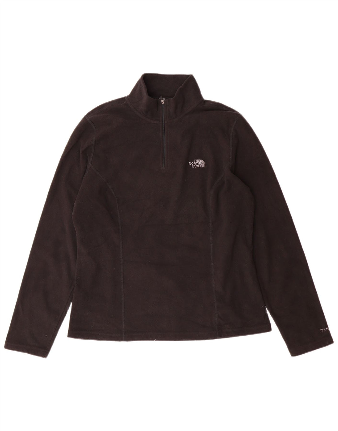 Suéter de lã feminino The North Face com zíper e gola UK 16 grande poliéster preto