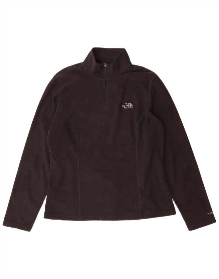 Suéter de lã feminino The North Face com zíper e gola UK 16 grande poliéster preto
