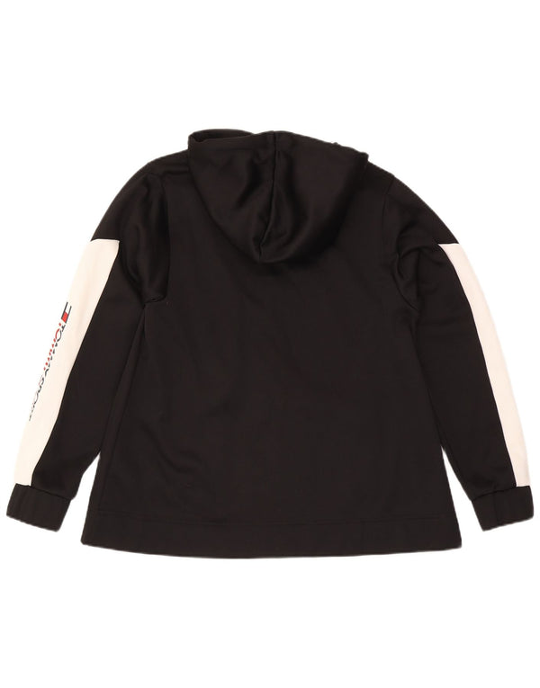 Tommy Hilfiger Suéter feminino com capuz e zíper Reino Unido 14 bloco colorido preto médio