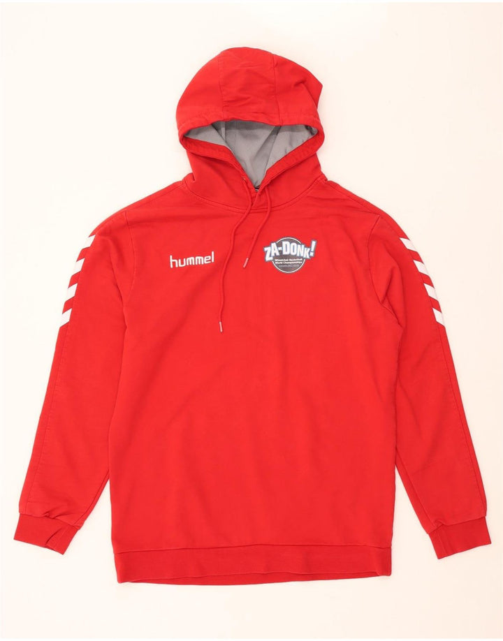 Suéter masculino com capuz gráfico HUMMEL grande algodão vermelho
