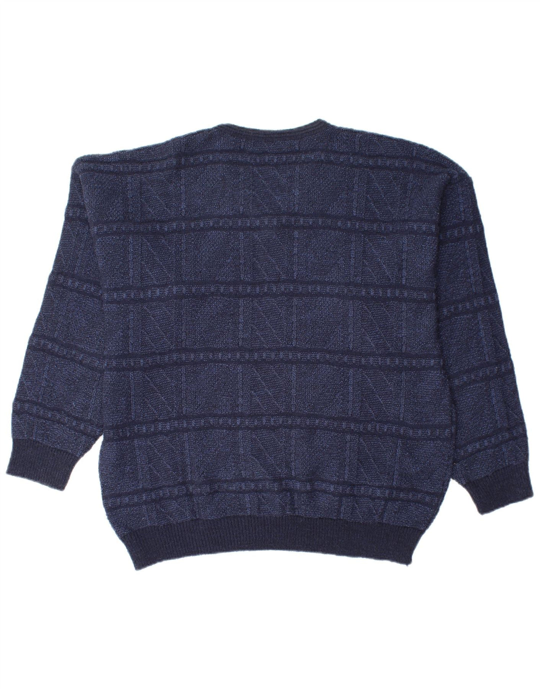 Suéter masculino MONELLO com decote em V IT 50 lã geométrica azul marinho médio