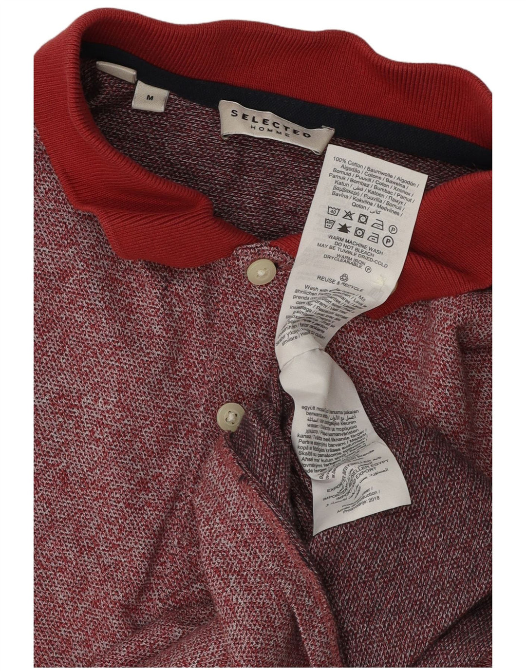 Camisa polo masculina SELECTED algodão vermelho médio