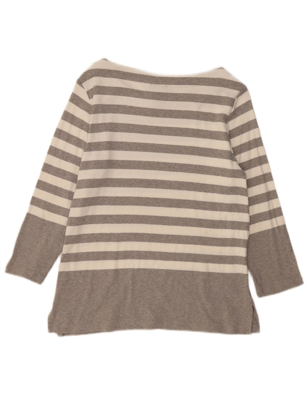 Top feminino HOBBS manga 3/4 Reino Unido 14 grande algodão listrado cinza