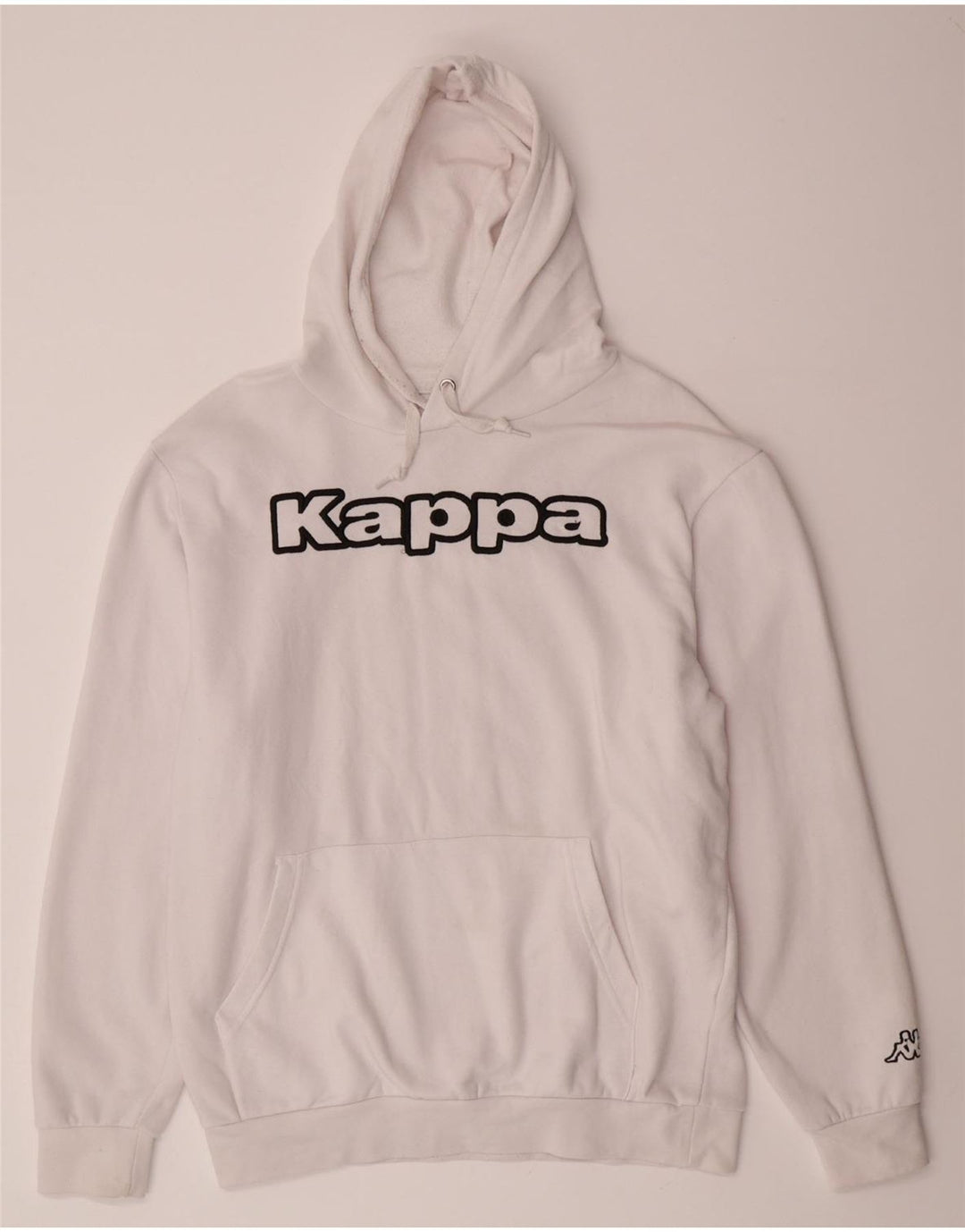 KAPPA Mens Graphic Hoodie Jumper XL White Cotton Vintage Kappa and Second-Hand Kappa from Messina Hembry 