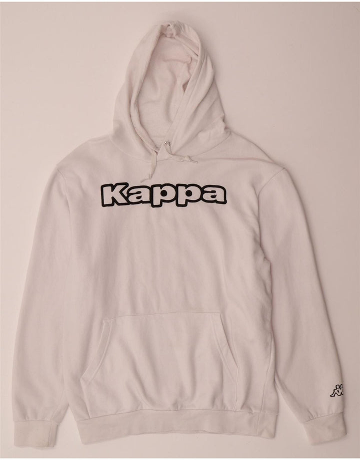 KAPPA Mens Graphic Hoodie Jumper XL White Cotton Vintage Kappa and Second-Hand Kappa from Messina Hembry 
