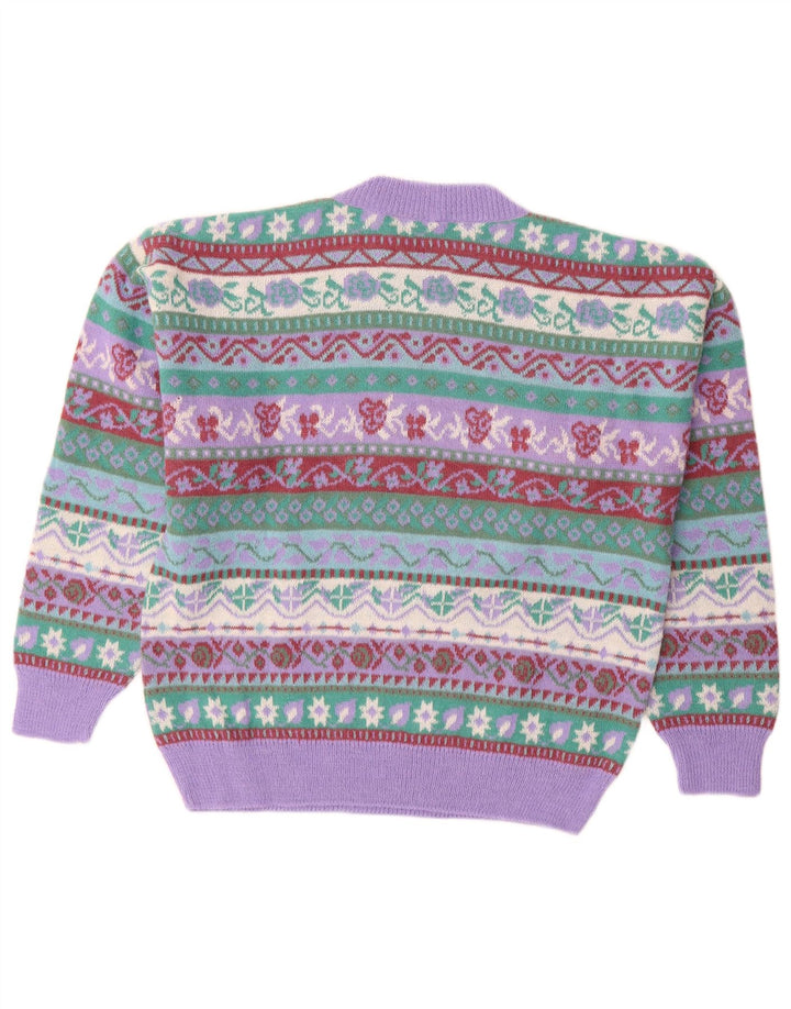 Suéter feminino SILVY com gola redonda IT 42 Roxo Médio Fair Isle