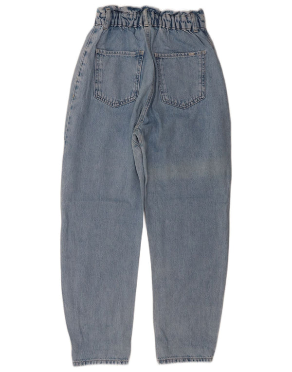 Zara Jeans feminino cônico de cintura alta EU 34 2XS W24 L25 azul algodão