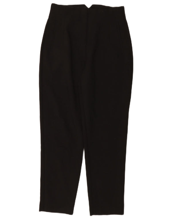 Zara Calça feminina casual de cintura alta cônica média W28 L27 preta