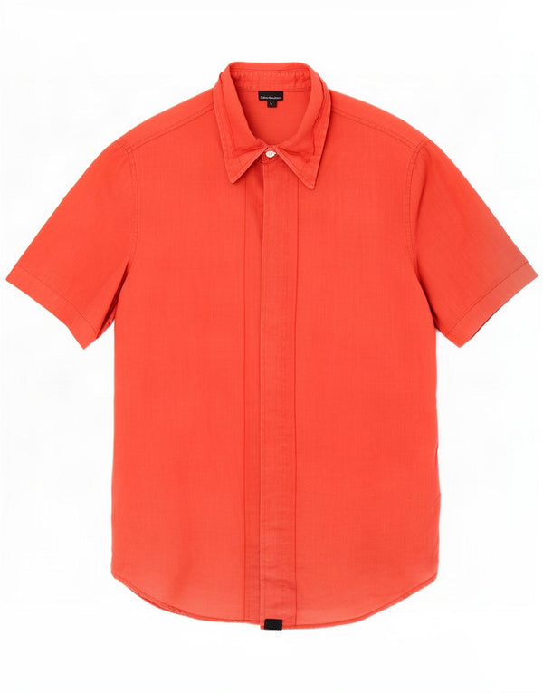 Calvin Klein Jeans Camisa masculina de manga curta grande Ramie vermelho