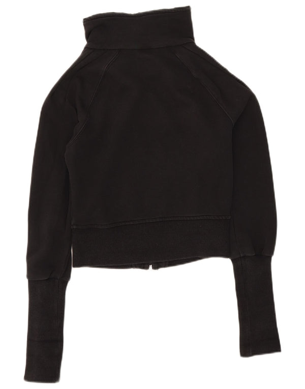 Puma Womens Crop Tracksuit Top Jacket Reino Unido 8 Pequeno Algodão Preto