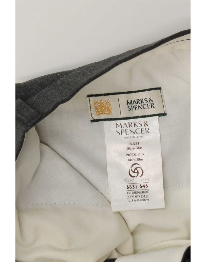 Calça masculina Marks & Spencer W34 L29 poliéster cinza