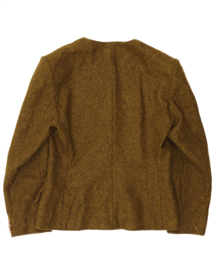 Jaqueta blazer feminina Marella com 4 botões Reino Unido 14 grande lã caqui Paisley