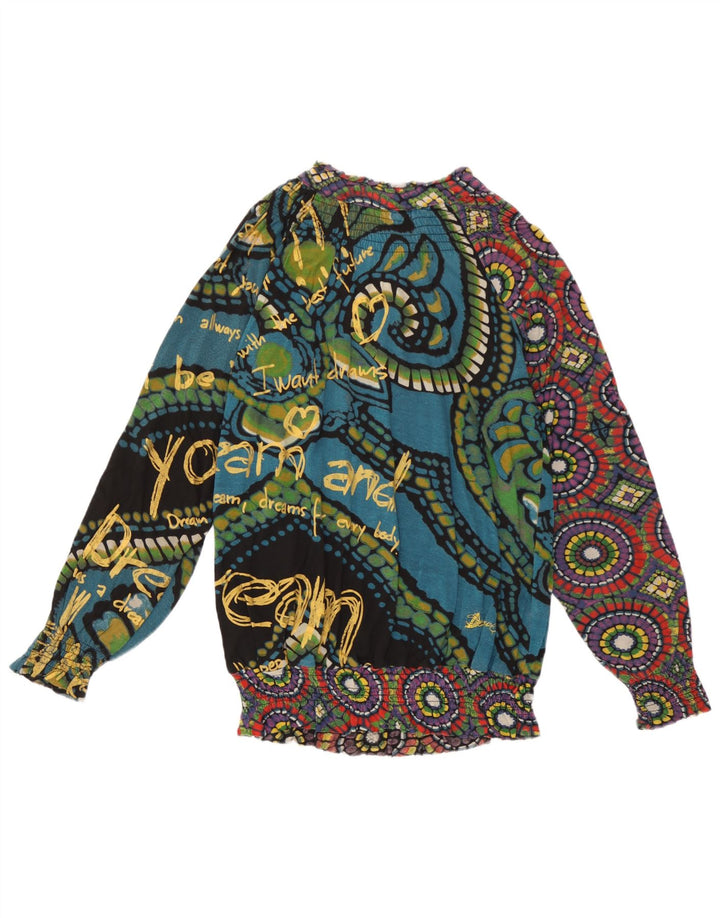 Blusa Feminina Desigual Padrão Abstrato Top UK 14 Médio Multicolorido