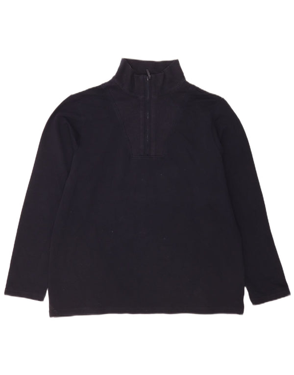 Suéter feminino Marks & Spencer com zíper e gola UK 14 médio azul marinho