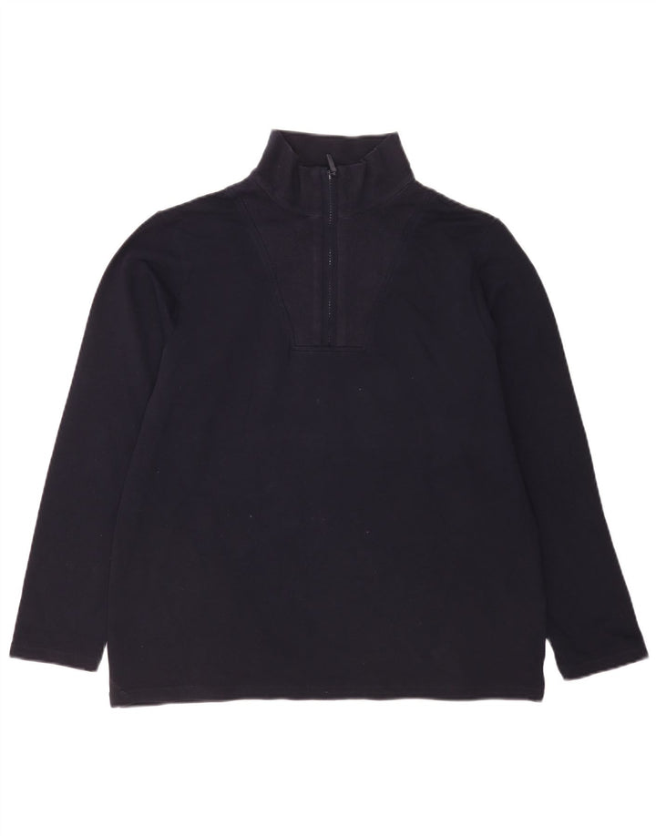 Suéter feminino Marks & Spencer com zíper e gola UK 14 médio azul marinho