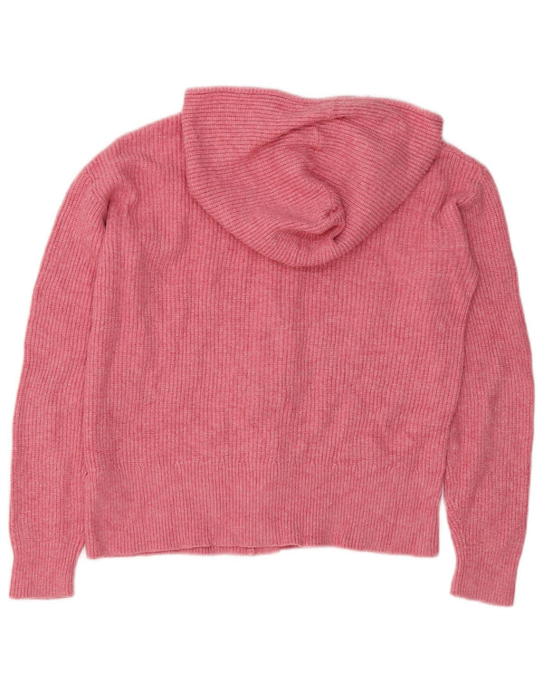 Suéter cardigã feminino com capuz Marks & Spencer UK 10 viscose rosa pequeno