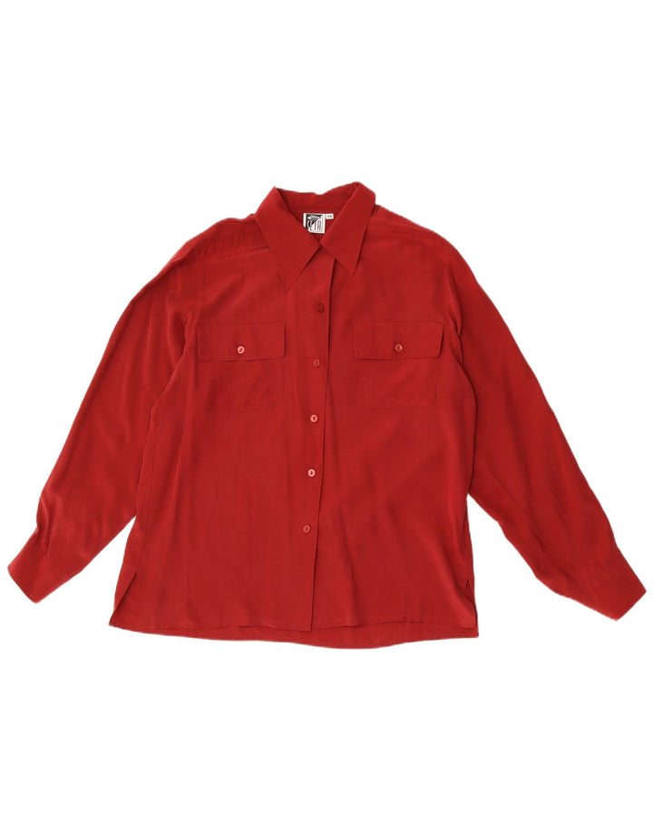 Blusa camisa feminina vintage EU 44 XL seda marrom