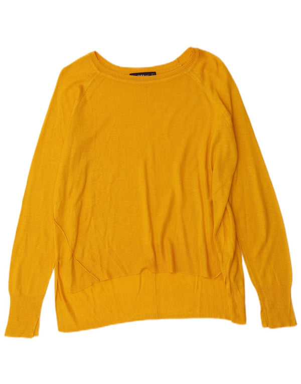 Zara Suéter feminino oversized com gola canoa Reino Unido 10 pequeno amarelo