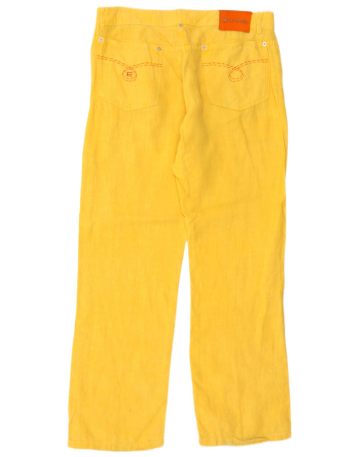 Calça casual reta masculina Etro W34 L30 linho amarelo