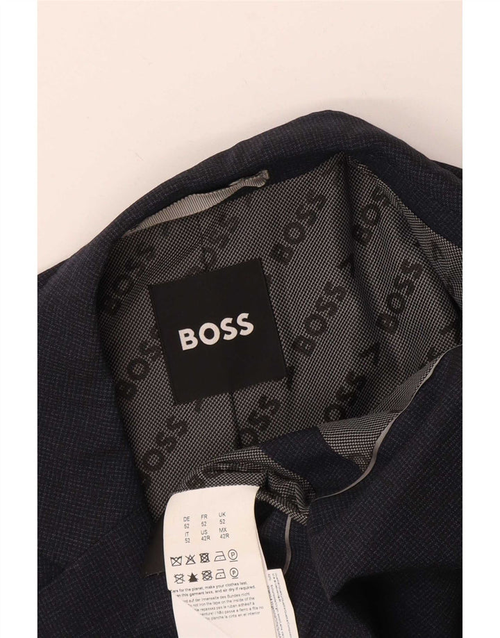 Jaqueta Blazer Masculina Hugo Boss com 2 Botões Reino Unido 52 XL Lã Azul Marinho