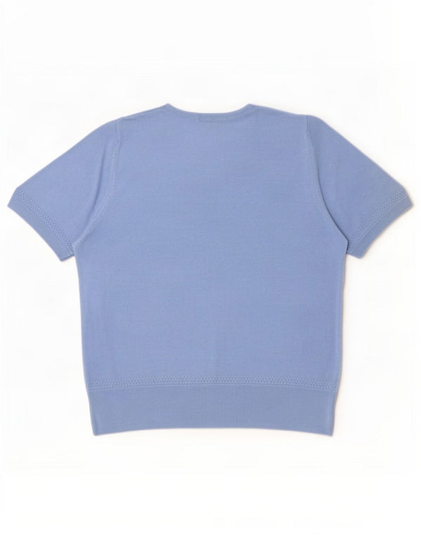 Suéter feminino Marks & Spencer de manga curta com gola redonda UK 20 2XL azul