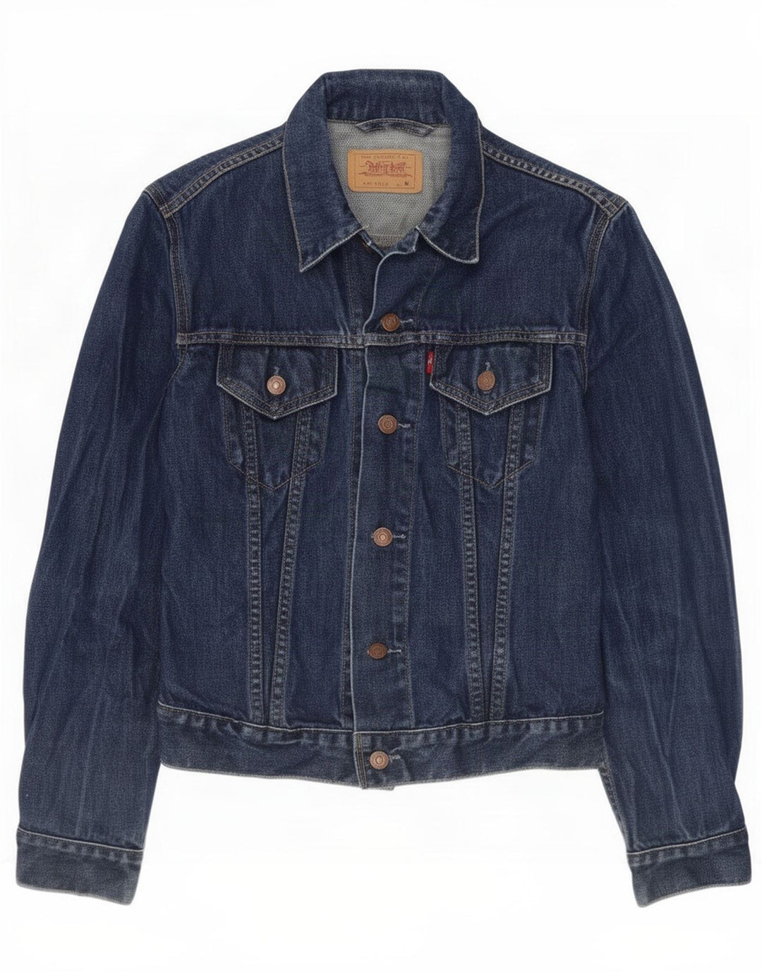 Jaqueta jeans feminina Levi's UK 12 algodão azul marinho médio