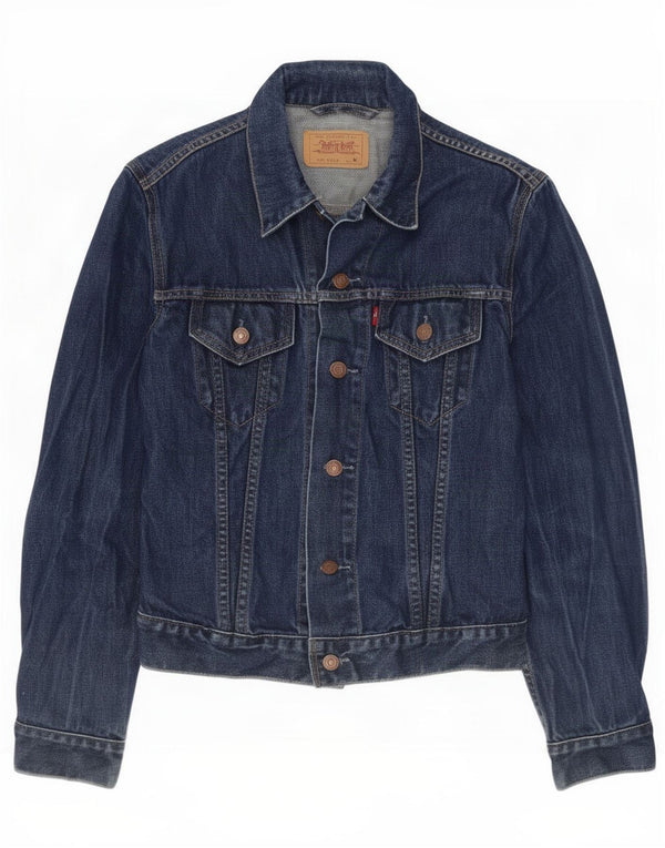 Jaqueta jeans feminina Levi's UK 12 algodão azul marinho médio