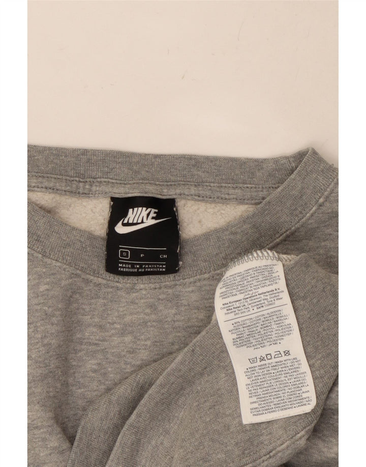 NIKE feminino oversized crop moletom jumper UK 10 pequeno cinza algodão