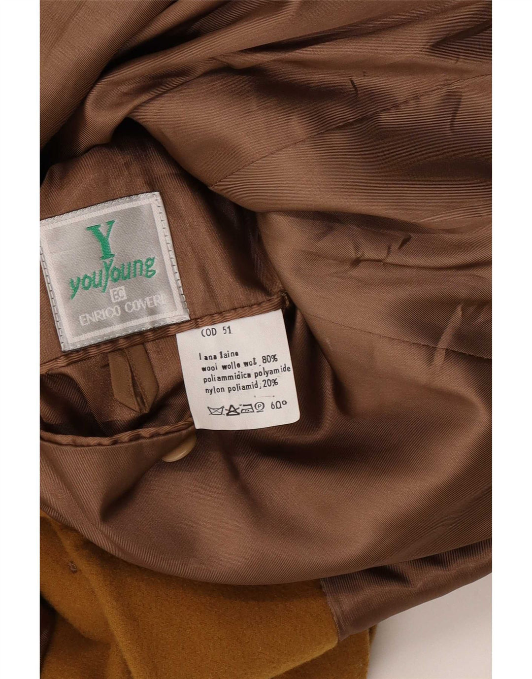 Enrico Coveri Jaqueta blazer masculina de 2 botões IT 50 grande lã marrom