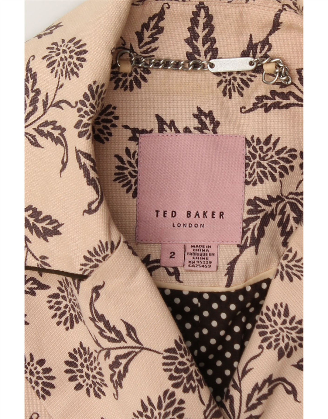 Blazer feminino TED BAKER com peito duplo, tamanho 2, pequeno, bege, floral