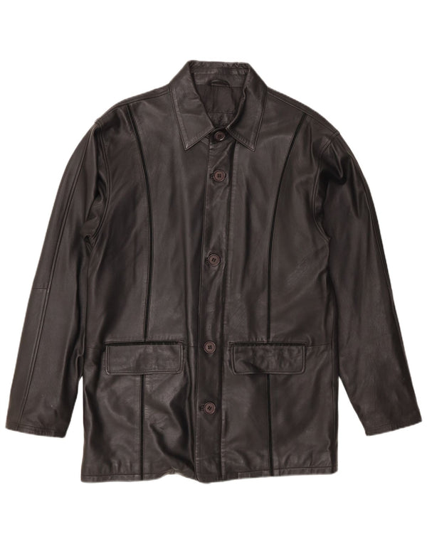 Jaqueta de couro masculina vintage UK 44 2XL couro preto
