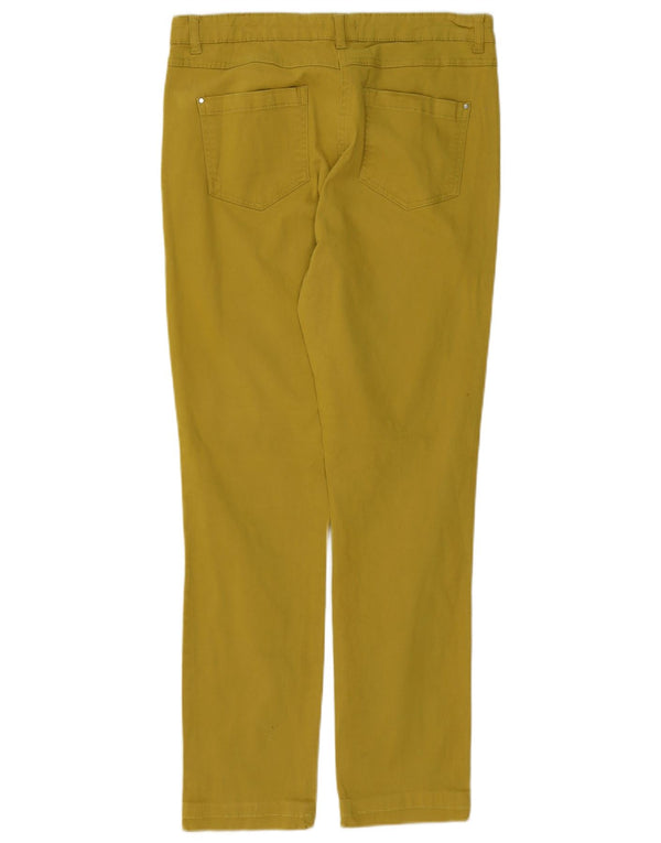 Calça feminina casual justa M&Co Reino Unido 14 grande W32 L28 algodão amarelo