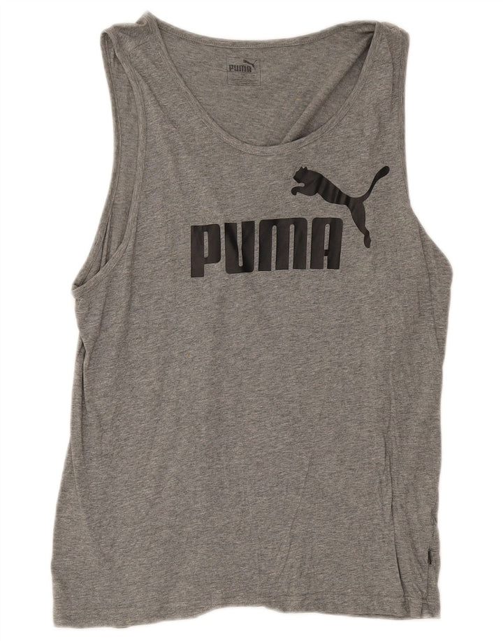 Puma Mens Graphic Vest Top Médio Cinza Salpicado