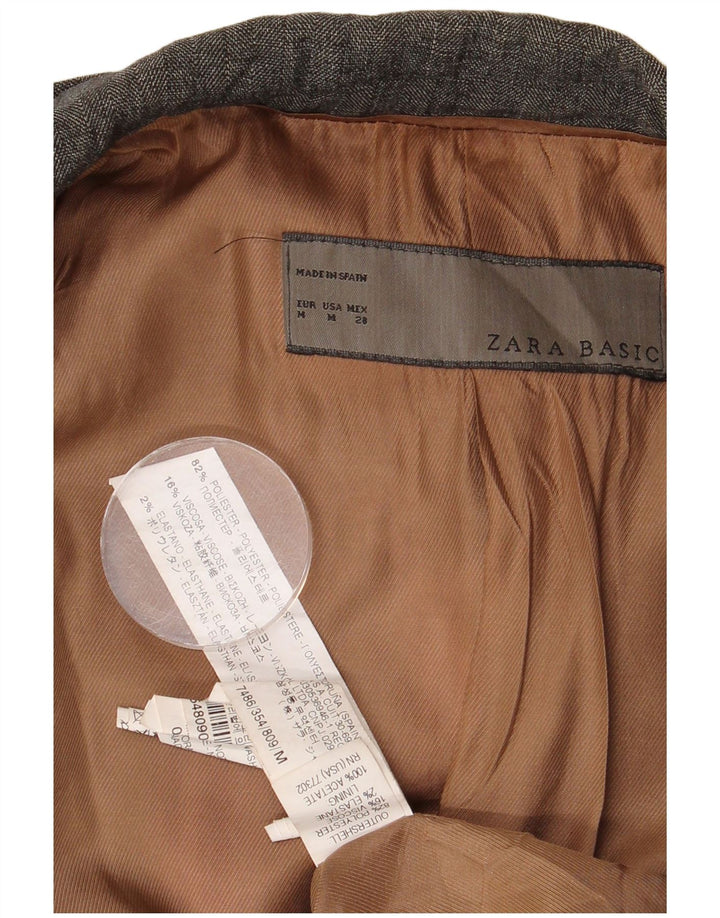 Jaqueta blazer feminina Zara com 1 botão Reino Unido 12 poliéster cinza médio