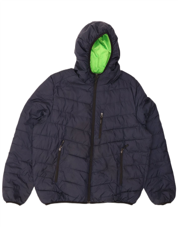Jaqueta masculina acolchoada com capuz CHIEMSEE UK 42 XL azul marinho poliéster