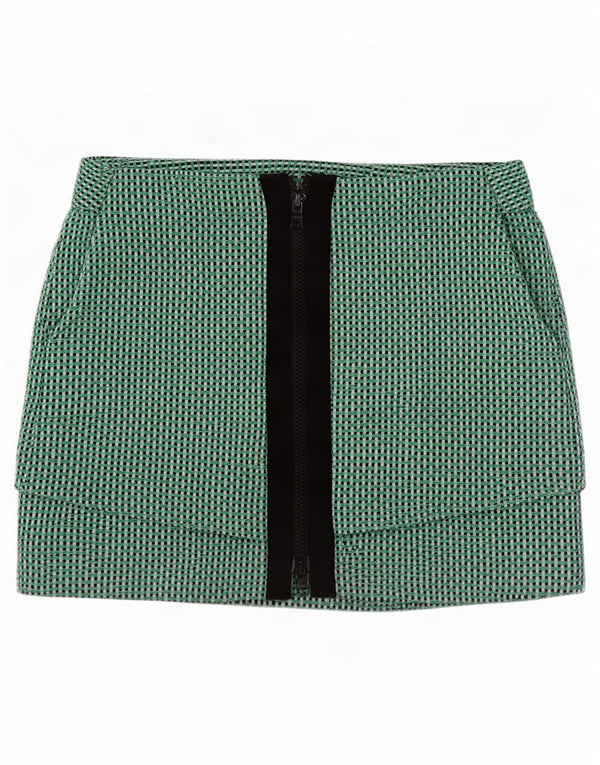 Mini saia feminina Armani Exchange EUA 2 XS W26 algodão guingão verde