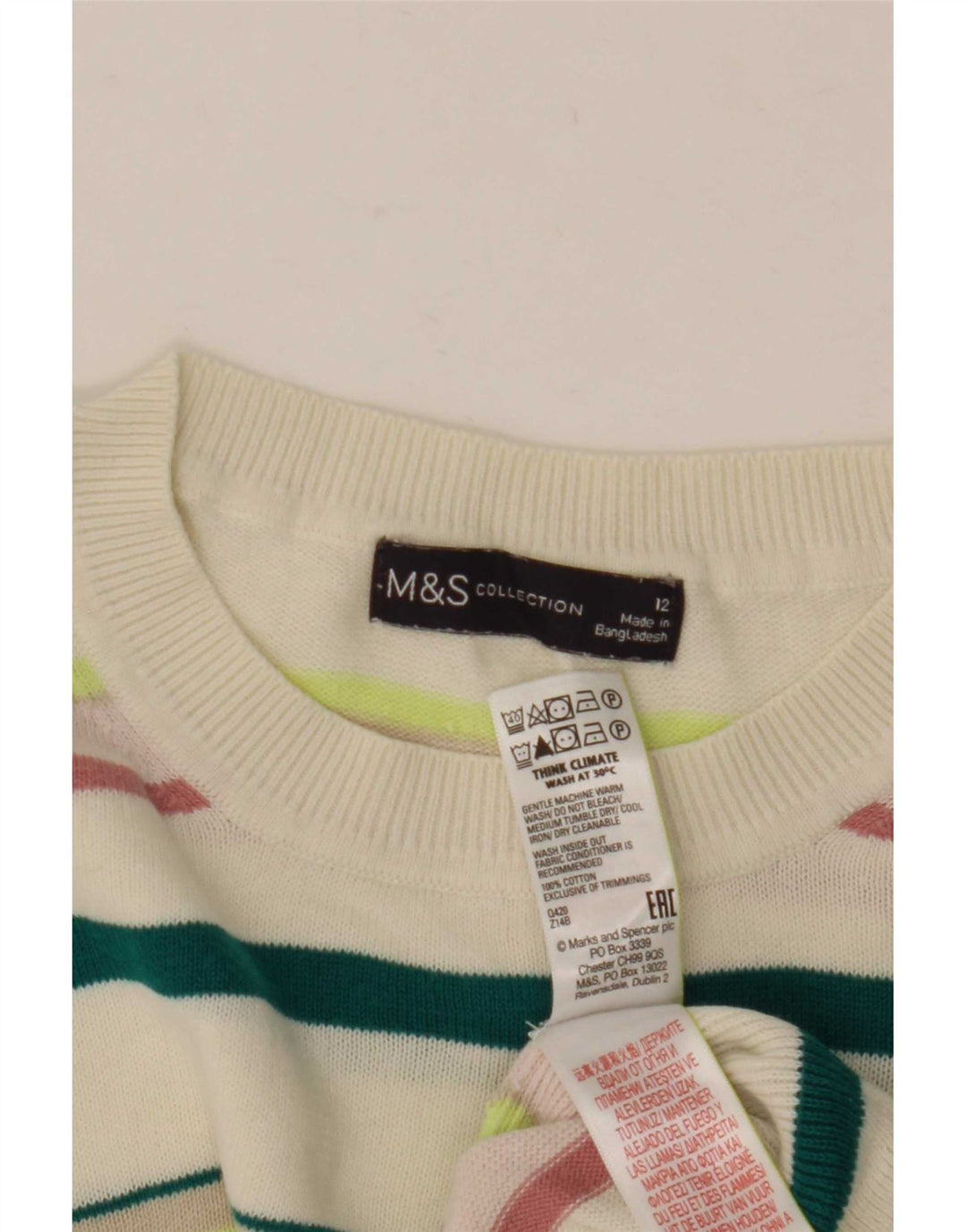 Suéter feminino Marks & Spencer com gola redonda Reino Unido 12 médio multicolorido