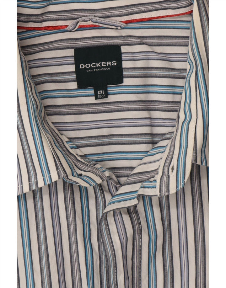 Camisa masculina Dockers tamanho 50/52 2XL listrada branca