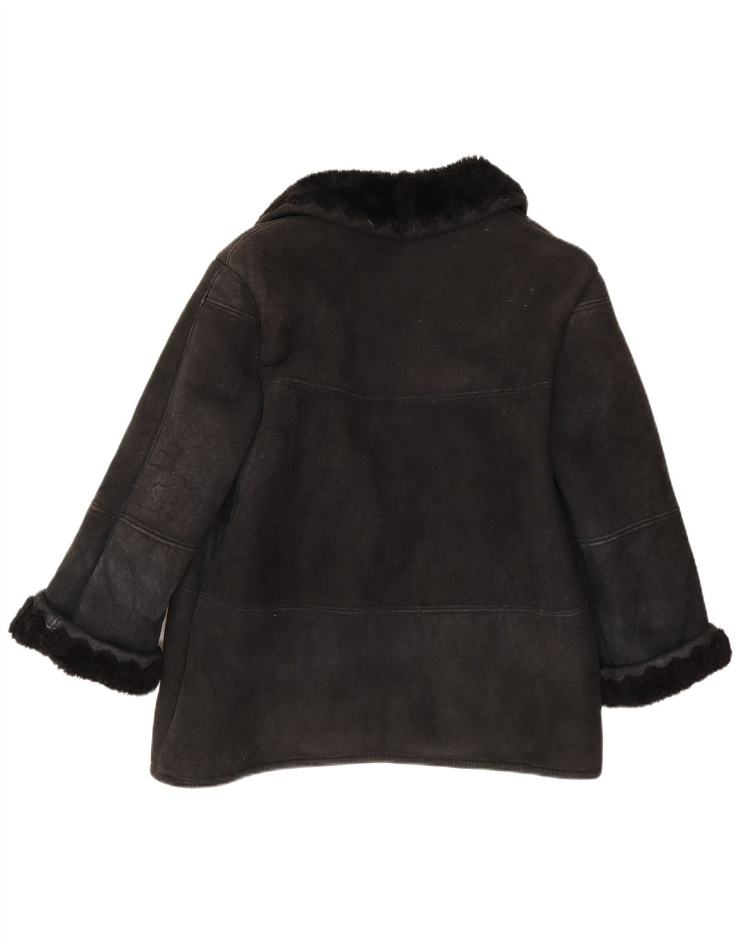 Jaqueta feminina vintage de shearling IT 44 Shearling preto médio