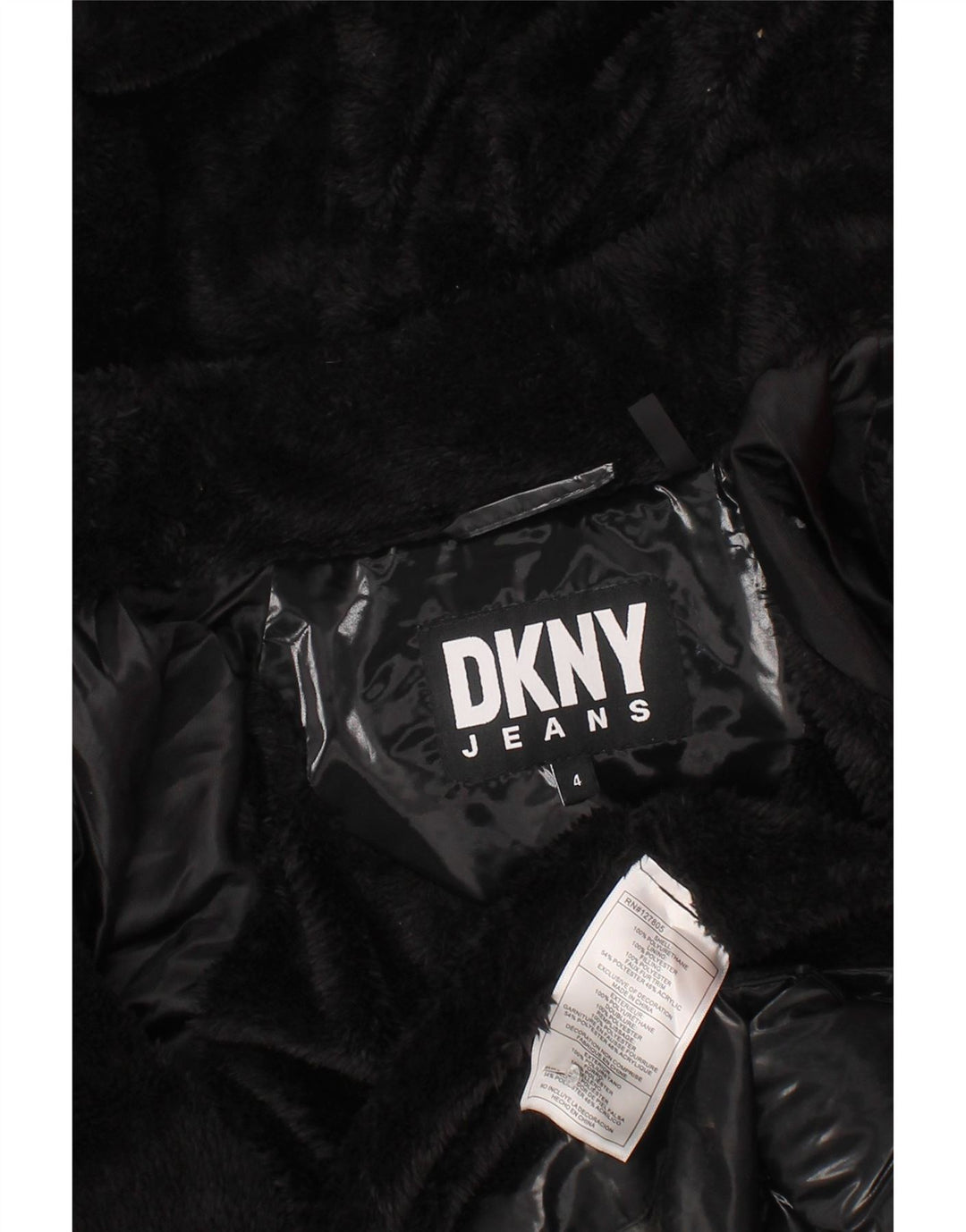 Casaco acolchoado com capuz para meninas Dkny 3-4 anos preto poliamida