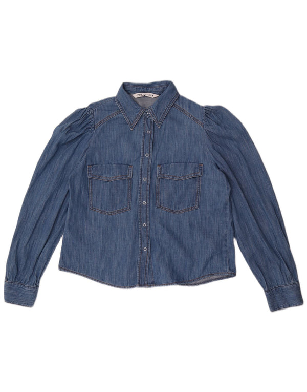 Camisa jeans oversized Zara feminina UK 10 pequena azul