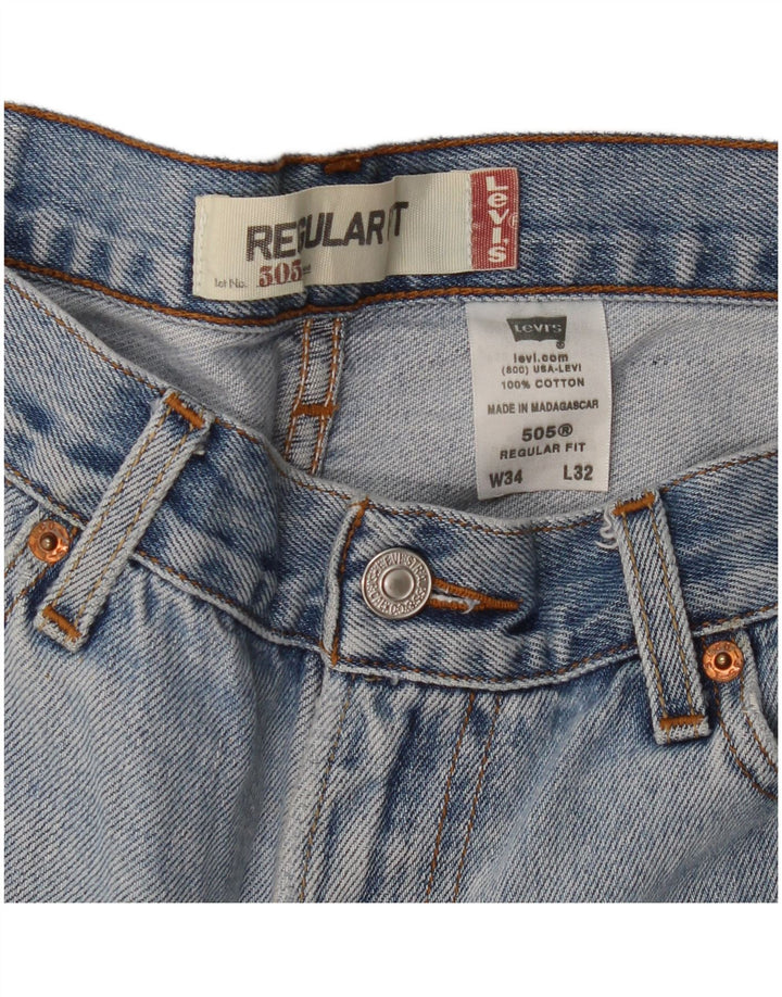 LEVI'S Masculino 505 Regular Fit Straight Jeans W34 L32 Azul Algodão