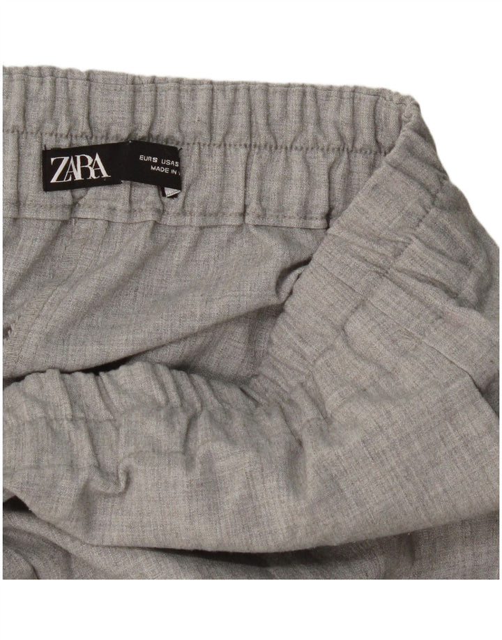 Zara Calça feminina reta cortada pequena W26 L24 cinza